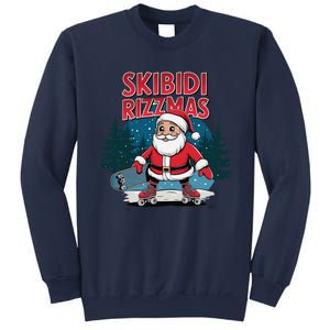 Retro Skibid.I Rizzmas Funny Santa Clause Skating Board Sweatshirt