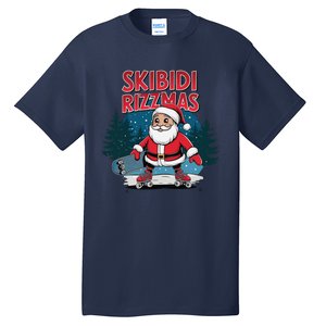 Retro Skibid.I Rizzmas Funny Santa Clause Skating Board Tall T-Shirt