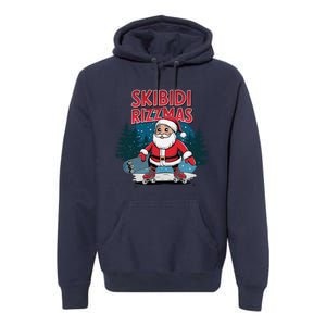 Retro Skibid.I Rizzmas Funny Santa Clause Skating Board Premium Hoodie