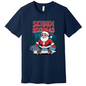 Retro Skibid.I Rizzmas Funny Santa Clause Skating Board Premium T-Shirt