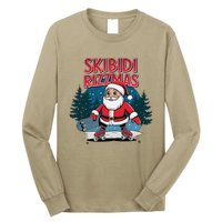 Retro Skibid.I Rizzmas Funny Santa Clause Skating Board Long Sleeve Shirt