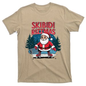 Retro Skibid.I Rizzmas Funny Santa Clause Skating Board T-Shirt