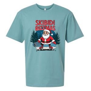 Retro Skibid.I Rizzmas Funny Santa Clause Skating Board Sueded Cloud Jersey T-Shirt