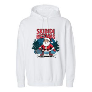 Retro Skibid.I Rizzmas Funny Santa Clause Skating Board Garment-Dyed Fleece Hoodie