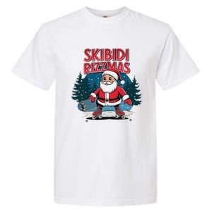 Retro Skibid.I Rizzmas Funny Santa Clause Skating Board Garment-Dyed Heavyweight T-Shirt