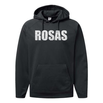 Rosas Surname Retro Hispanic Mexican Spanish Family Performance Fleece Hoodie