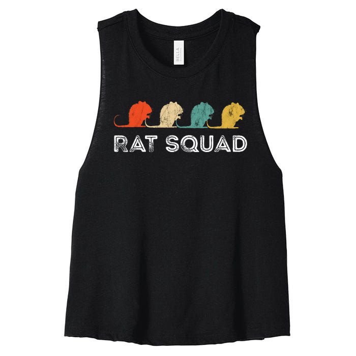 Rat Squad Retro Vintage Rat Owner Rodent Mouse Rat Lover Women's Racerback Cropped Tank