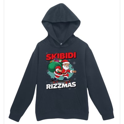 Retro Skibid.I Rizzmas Funny Santa Clause Skating Board Xmas Urban Pullover Hoodie