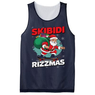 Retro Skibid.I Rizzmas Funny Santa Clause Skating Board Xmas Mesh Reversible Basketball Jersey Tank