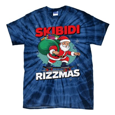 Retro Skibid.I Rizzmas Funny Santa Clause Skating Board Xmas Tie-Dye T-Shirt