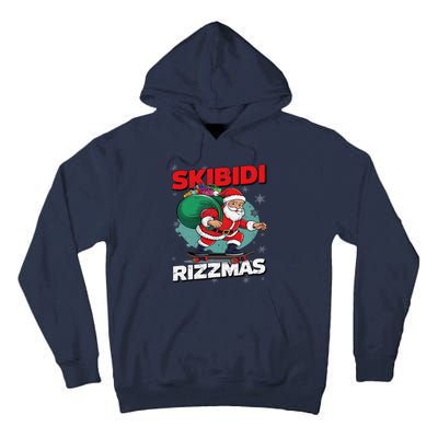 Retro Skibid.I Rizzmas Funny Santa Clause Skating Board Xmas Tall Hoodie