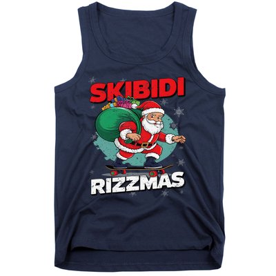 Retro Skibid.I Rizzmas Funny Santa Clause Skating Board Xmas Tank Top