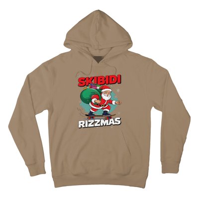 Retro Skibid.I Rizzmas Funny Santa Clause Skating Board Xmas Hoodie