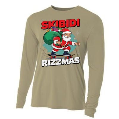 Retro Skibid.I Rizzmas Funny Santa Clause Skating Board Xmas Cooling Performance Long Sleeve Crew