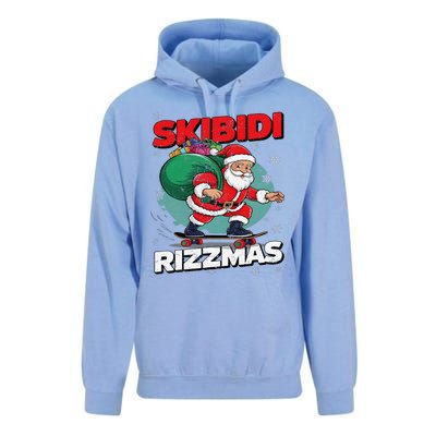 Retro Skibid.I Rizzmas Funny Santa Clause Skating Board Xmas Unisex Surf Hoodie