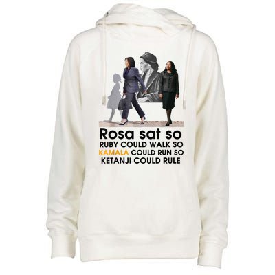 Rosa Sat Ruby Walk So Kamala Could Run So Ketanji Could Rule Womens Funnel Neck Pullover Hood