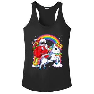 Retro Santa Riding Unicorn Christmas Rainbow Gift Ladies PosiCharge Competitor Racerback Tank