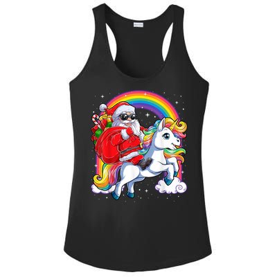 Retro Santa Riding Unicorn Christmas Rainbow Gift Ladies PosiCharge Competitor Racerback Tank