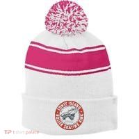 Roller Skating Rink Coney Island Brooklyn Stripe Pom Pom Beanie