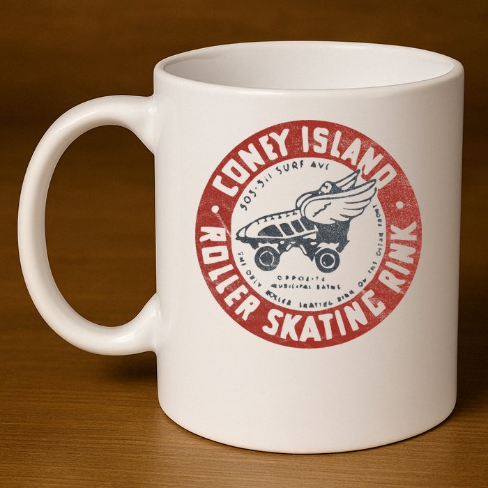 Roller Skating Rink Coney Island Brooklyn 11oz C Handle Ceramic Mug