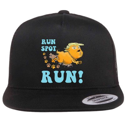 Run Spot Run Funny Run Spot Run Flat Bill Trucker Hat