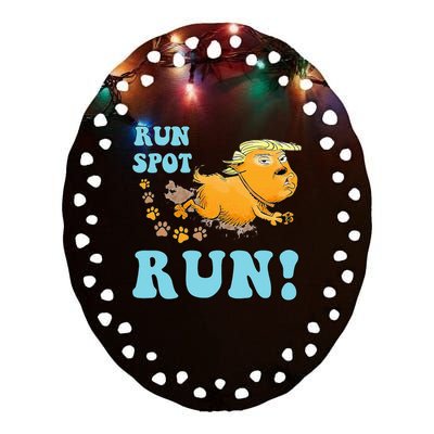 Run Spot Run Funny Run Spot Run Ceramic Oval Ornament