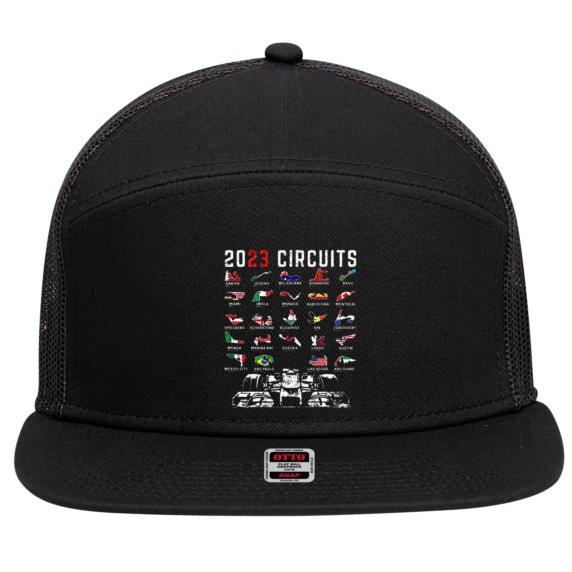 Racing Season Race Car Drag Racer Dirt Track Racing 7 Panel Mesh Trucker Snapback Hat