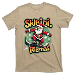 Retro Skibid.I Rizzmas Funny Santa Clause Skating Board Xmas T-Shirt