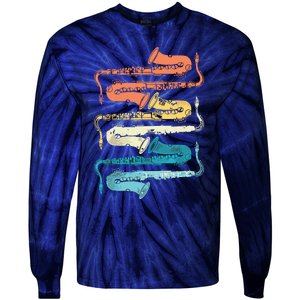 Retro Saxophone Tie-Dye Long Sleeve Shirt