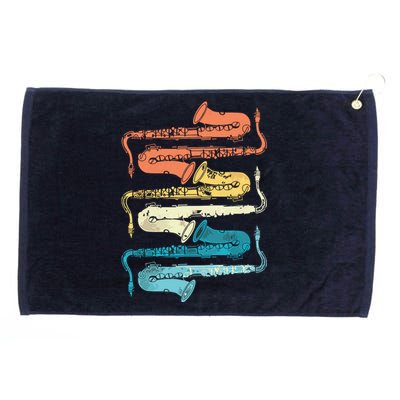 Retro Saxophone Grommeted Golf Towel