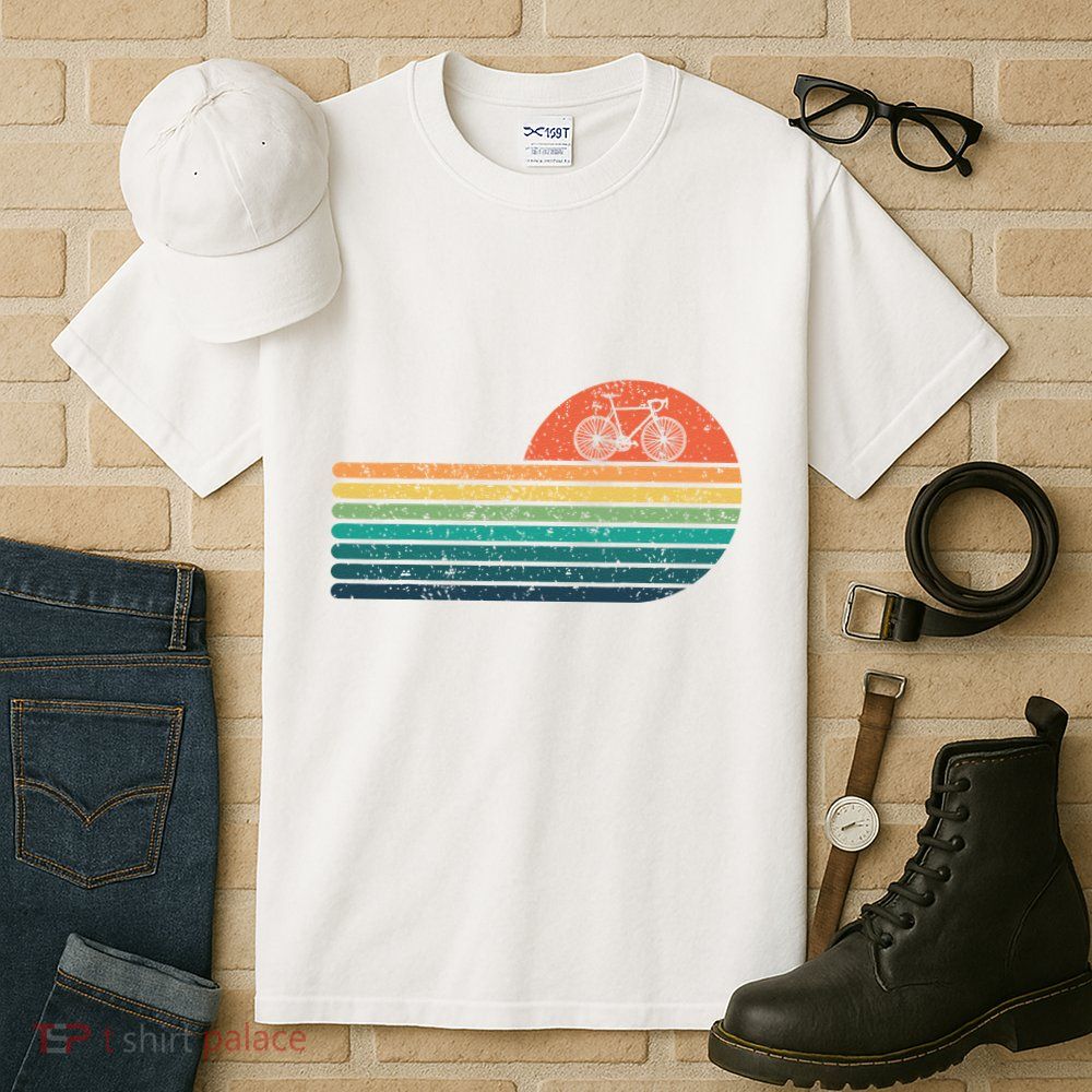 Retro Sunset Road Bike Bicycle Vintage Cycling Tall T-Shirt