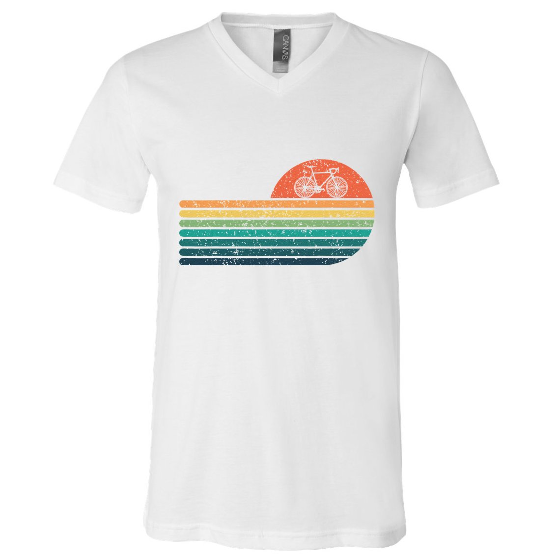 Retro Sunset Road Bike Bicycle Vintage Cycling V-Neck T-Shirt
