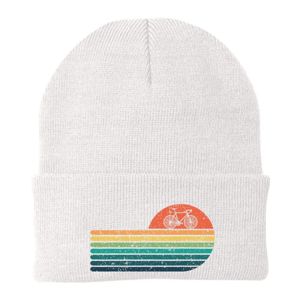 Retro Sunset Road Bike Bicycle Vintage Cycling Beanie