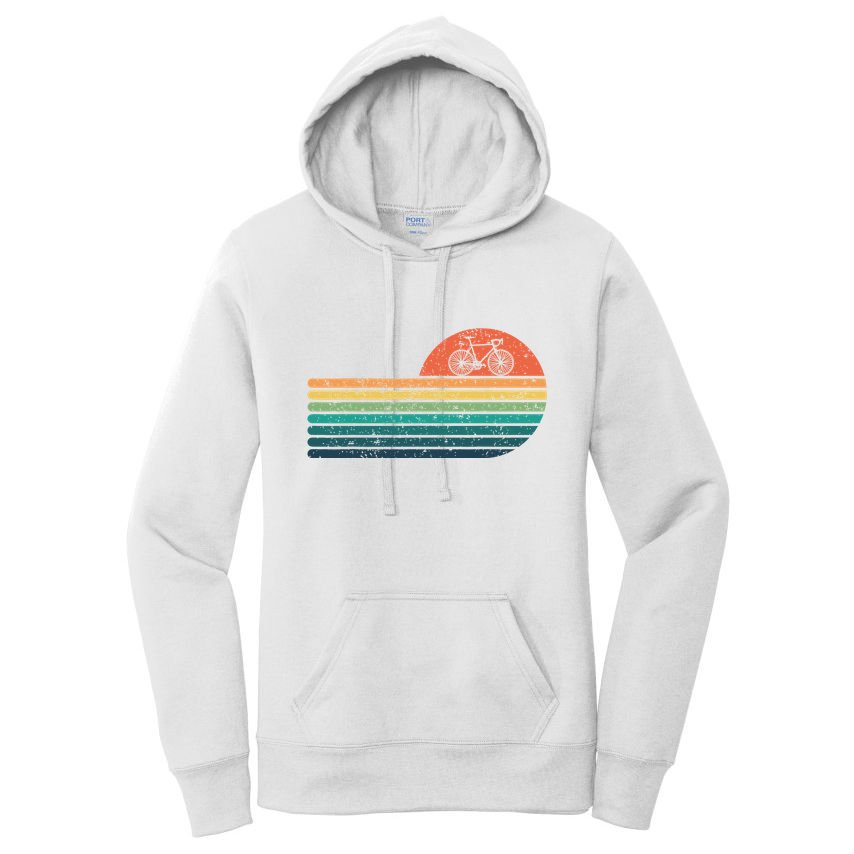 Retro Sunset Road Bike Bicycle Vintage Cycling Women's Pullover Hoodie