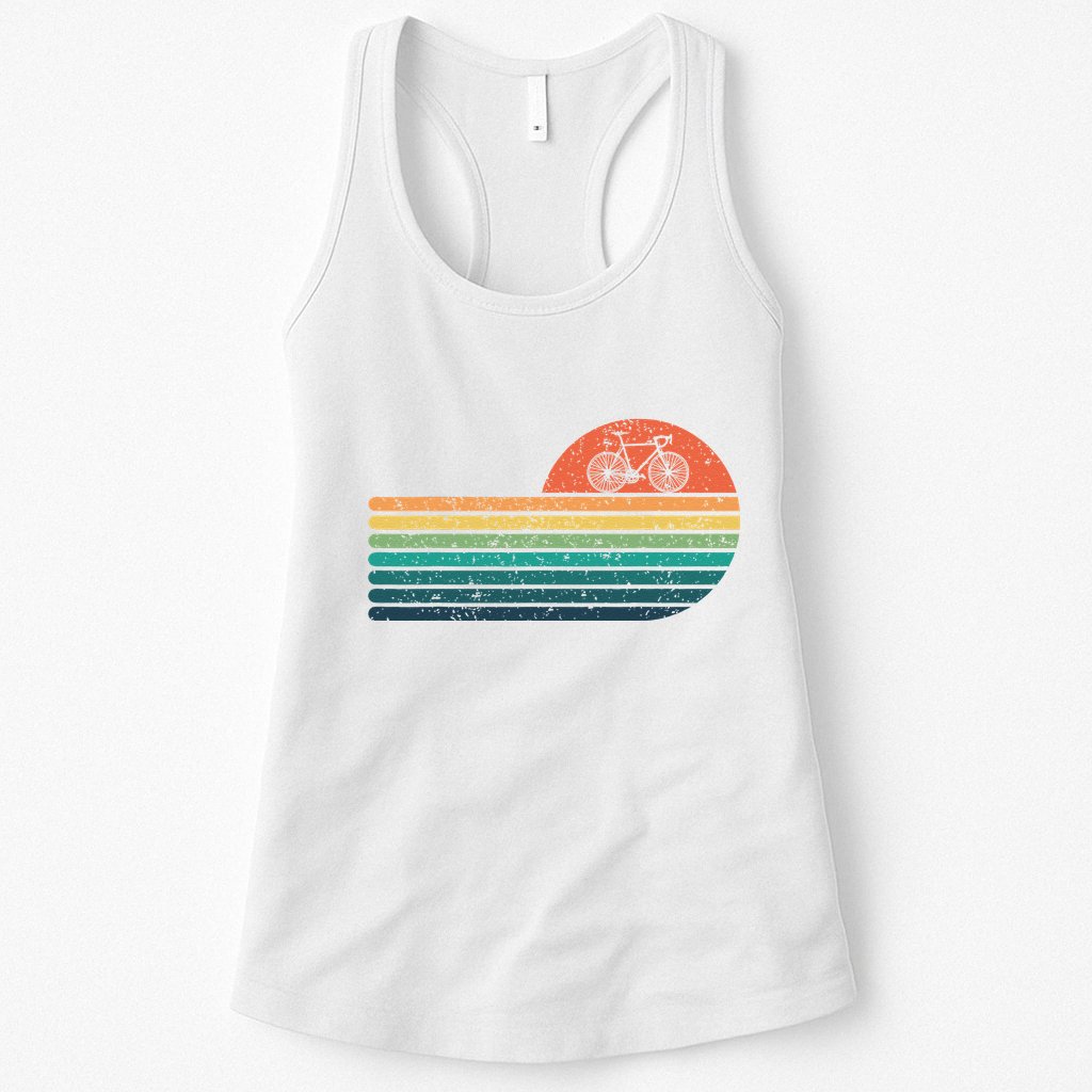 Retro Sunset Road Bike Bicycle Vintage Cycling Womens Tank Top