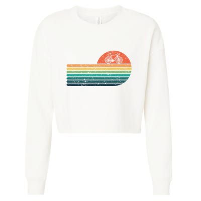 Retro Sunset Road Bike Bicycle Vintage Cycling Cropped Pullover Crew
