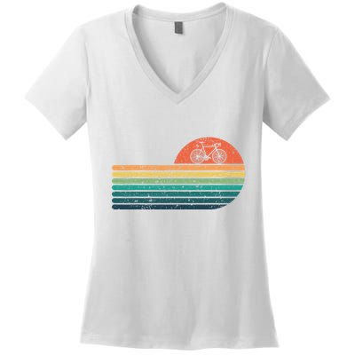 Retro Sunset Road Bike Bicycle Vintage Cycling Women's V-Neck T-Shirt