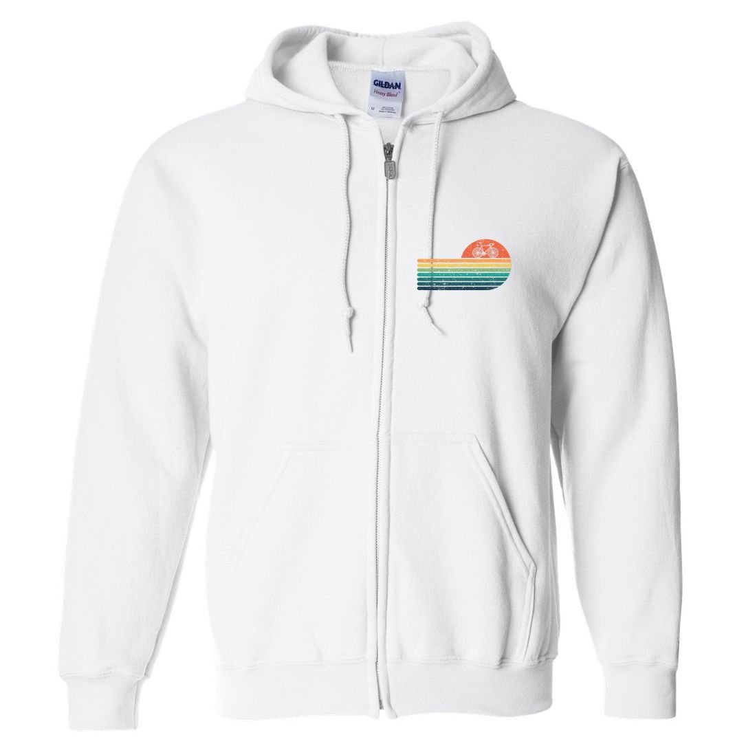 Retro Sunset Road Bike Bicycle Vintage Cycling Full Zip Hoodie