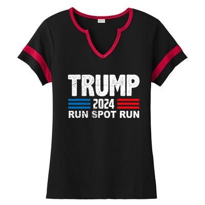 Run Spot Run Trump 2024 Ladies Halftime Notch Neck Tee