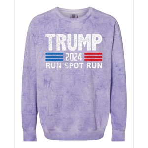 Run Spot Run Trump 2024 Debate Quote Funny Political Colorblast Crewneck Sweatshirt