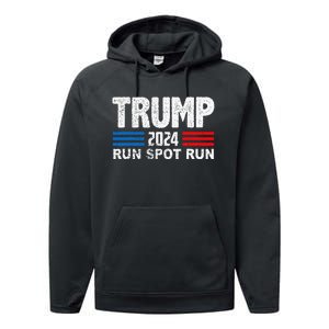 Run Spot Run Trump 2024 Debate Quote Funny Political Performance Fleece Hoodie