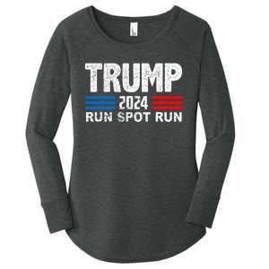 Run Spot Run Trump 2024 Debate Quote Funny Political Women's Perfect Tri Tunic Long Sleeve Shirt