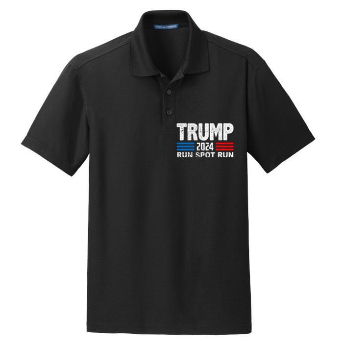 Run Spot Run Trump 2024 Debate Quote Funny Political Dry Zone Grid Polo