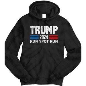 Run Spot Run Trump 2024 Debate Quote Funny Political Tie Dye Hoodie