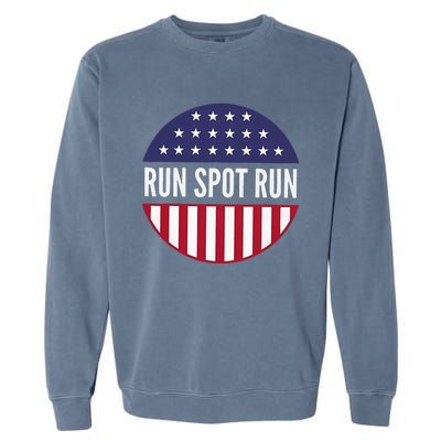 Run Spot Run Vintage Funny Trump Political Election 2024 Garment-Dyed Sweatshirt