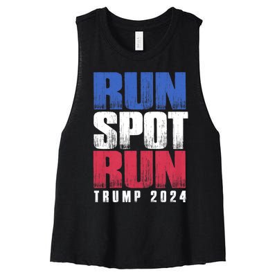 Run Spot Run Run Spot Run Trump Kamala Debate 2024 Women's Racerback Cropped Tank