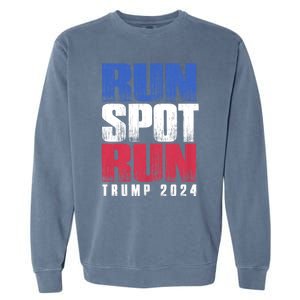 Run Spot Run Run Spot Run Trump Kamala Debate 2024 Garment-Dyed Sweatshirt