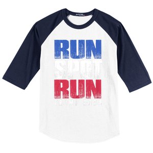 Run Spot Run Run Spot Run Trump Kamala Debate 2024 Baseball Sleeve Shirt