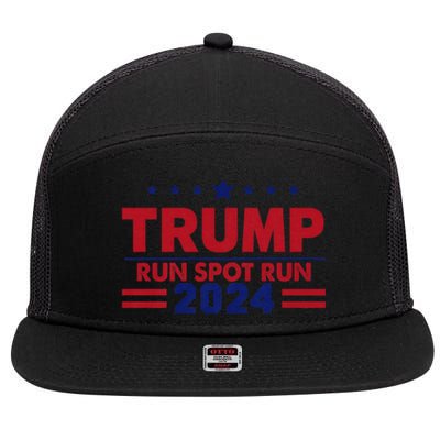 Run Spot Run! Funny Donald Trump Debate Quote 2024 Kamala 7 Panel Mesh Trucker Snapback Hat