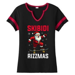 Retro Skibid.I Rizzmas Funny Santa Skating Board Christmas Ladies Halftime Notch Neck Tee